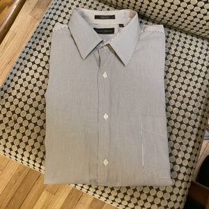 Joseph Abboud Men's white & tan long. Sleeve shirt 18 34/35